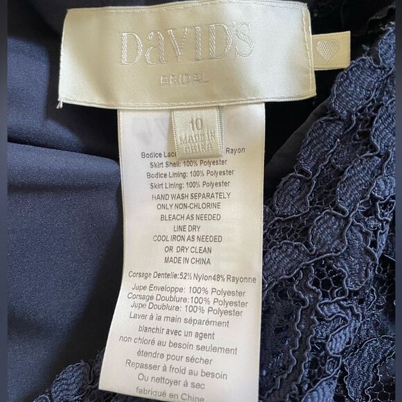 Navy Blue Formal Prom Bridesmaid Dress SIZE 10 David’s Bridal F19328 Marine Dark - Picture 8 of 12